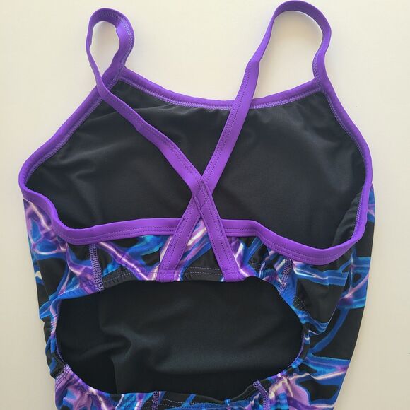 Waterpro Lightning Thin Strap Violet Purple One Piece Swimsuit Size 32 - Picture 3 of 5